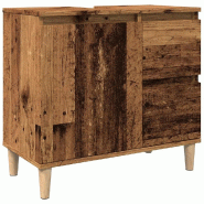 Helloshop26 - Armoire lavabo vintage 65 x 33 x 60 cm grand espace de rangement confortable en bois d'ingénierie vieux bois 02_0051046 - Bois massif 3