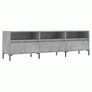 Helloshop26 - Meuble TV moderne pratique avec rangement 150 x 30 x 44 cm en bois d'ingénierie gris béton 02_0048979 - gris Bois massif 3000235591103