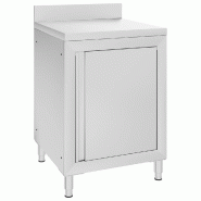 Helloshop26 - Table de travail commerciale avec armoire 60 x 60 x 96 cm acier inoxydable 02_0001903 - inox 3000089901530
