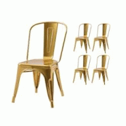 Kosmi Lot de 4 chaises style industriel en métal couleur or - Finition brillant - doré métal 3760301697633 Kosmi Lot de 4 chaises style industriel en métal couleur or - Finition brillant - doré métal 3760301697633
