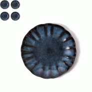 MAISON TILA ART DE RECEVOIR Maison Tila Assiettes à dessert  20 cm, set de 4 pièces, Collection Pétale - bleu Grès 3760099522551
