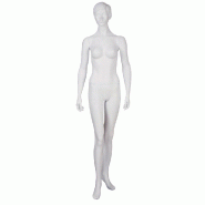 Mannequin femme blanc - tête sculptée - fibre de verre avec socle et tige de fixation
