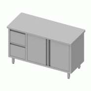 Meuble bas table de travail inox centrale avec deux tiroirs à gauch... - P932798160