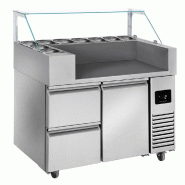 Meuble chariot réfrigéré pour Crêpes, Gaufres, Planchas - 1 porte + 2 tiroirs  | QDM