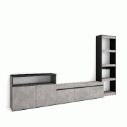 SKRAUT HOME Ensemble Meuble TV, 310x186x35cm, Pour les TV jusqu'à 65", Salon Complet, Ciment - gris Bois manufacturé 102_1