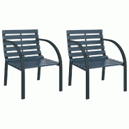 VidaXL Chaises De Jardin Lot De 2 Gris Bois - gris 47938
