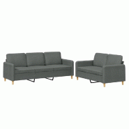VidaXL Ensemble de canapés 2 pcs avec coussins Gris foncé Tissu Modèle Atlas Vision - 3202119