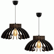 WellHome - Ensemble de 2 plafonniers de 55 cm, motif couronne noire - noir WH1113
