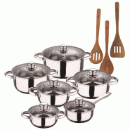 BERGNER - Batterie de cuisine Cassel 12pcs en Acier Inoxydable Compatible Induction avec AGROS Set de 3 Pièces Ustensiles de Cuisine - inox PK8949