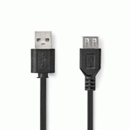 Câble Usb 2.0 A Mâle - A Femelle 2,0 M Noir Usage Non Intensif Nedis - 3665476641323 Câble Usb 2.0 A Mâle - A Femelle 2,0 M Noir Usage Non Intensif Nedis - 3665476641323
