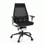 Chaise de bureau / chaise bureau GENIDIA SMART WHITE CM tissu maille noir AL chrome hjh OFFICE - noir polyester 652890