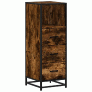 Helloshop26 - Armoire de salle de bain design industriel rangement 35 x 37,5 x 100 cm en bois d'ingénierie chêne fumé 02_0049644 - métal 3000235940529