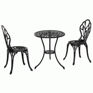 Merax ensemble de chaises de jardin, 2 personnes, 3-pièces, résistant aux intempéries, gris - noir aluminium T3323P304167
