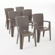RATTATAN Set de 6 chaises monobloc en polypropylène avec fibre de verre, effet rotin, empilables pour extérieur et jardin, bar et restaurant - Diana RATTATAN Set de 6 chaises monobloc en polypropylène avec fibre de verre, effet rotin, empilables pour extérieur et jardin, bar et restaurant - Diana