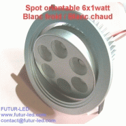 Spot led (6x1watt) orientable encastrable (modele rond)