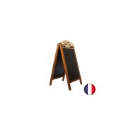Stop trottoirs - interface plv - cadre bois chêne avec ardoises amovibles et bandeaux &quot;boulangerie&quot;