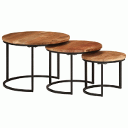 Tables gigognes 3 pcs bois massif d'acacia Modèle Floriane Horizon - 353900