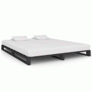 VidaXL Cadre de lit de palette sans matelas gris 180x200cm bois massif Modèle Mervelor - Bois massif 285253