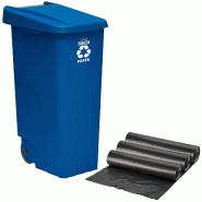 WellHome - Conteneur à Déchets 110L pour Carton avec 30 Sacs poubelle, Couleur Bleue - bleu plastique PK4660