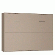 ARMOIRE LIT HORIZONTALE ESCAMOTABLE STRADA-V2 TAUPE MAT COUCHAGE 160*200 CM.