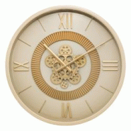 Atmosphera Pendule murale en métal Beige avec rouages mobiles D 50 cm - beige 3560232960369 Atmosphera Pendule murale en métal Beige avec rouages mobiles D 50 cm - beige 3560232960369