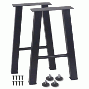 BERLINTABLES Cadre de Table Premium Lot de 2 41 cm Acier Massif Noir | Pieds de table design industriel  loft en métalbureau/table à manger - noir a