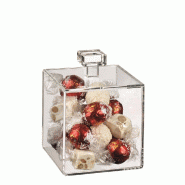 Boite à biscuits et confiseries avec couvercle plexiglass 10x10x13,5cm - par 20