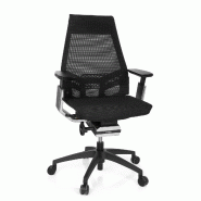 Chaise de bureau / chaise bureau GENIDIA SMART BLACK CM tissu maille noir AL chrome hjh OFFICE - argenté polyester 652885