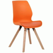 Décoshop26 - Chaise de salle à manger x1 design scandinave en plastique et PVC orange et pieds en bois carrés clair 10_0002306 - 3000250948005 Décoshop26 - Chaise de salle à manger x1 design scandinave en plastique et PVC orange et pieds en bois carrés clair 10_0002306 - 3000250948005