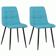 Décoshop26 - Lot de 2 chaises de salle à manger en tissu bleu turquoise pieds métal noir mat style moderne CDS101111 - bleu 3000491469604 Décoshop26 - Lot de 2 chaises de salle à manger en tissu bleu turquoise pieds métal noir mat style moderne CDS101111 - bleu 3000491469604