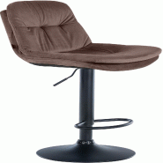 Décoshop26 - Tabouret chaise haute x1 pour cuisine et bar à assise moelleuse en velours marron cadre en métal noir 10_0005870 - marron métal 30002