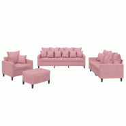 Ensemble de canapés 4 pcs avec coussins Rose Velours Modèle AbriJardinia 83 - 8721012066601