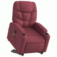 Fauteuil inclinable de massage Rouge bordeaux Tissu Modèle Elmonis - 8721012170995