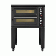 Four à pizza électrique 4 +4 x Ø34 cm (12kW - 380V) sur roulettes Série "PIZZA CHEF" PREMIUM - GOLDINOX - noir Acier inoxydable 18/0 3701770846115