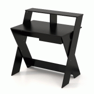 Helloshop26 - Bureau informatique avec rangement et support d'écran 90 x 61 x 94 cm assise ergonomique moderne en bois noir 20_0010916 - noir Bois ma