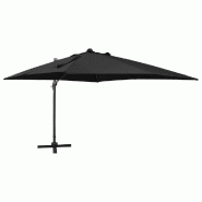 Helloshop26 - Parasol meuble de jardin déporté avec mât et lumières led 300 cm noir 02_0008523 - noir aluminium 3000454947767