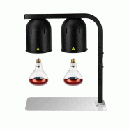 Lampe chauffante infrarouge de buffet sur pied réglable en hauteur (2 ampoules rouges) Noire PREMIUM - GOLDINOX - noir aluminium 3701770846214