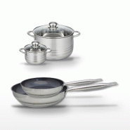 Lot de 2 Poêles 24/28cm et 2 Faitouts 12/24cm Elo Profi Therm Platinum - gris inox 3176239989779