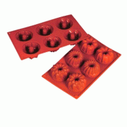 Moule à brioches Ø7,5x4cm silicone rouge 17,5x30cm