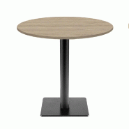RestooTab - Table Milan T Ø70cm décor chêne quebec - marron fonte TB-MIT-R70M-CH.QBC
