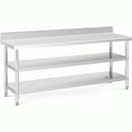 Royal Catering - Royal Catering RCAT-200/60-SPS3SH Table de travail inox Table de travail en inox Adossée Avec Dosseret 200 x 60 x 16.5 cm 235 kg 2 -