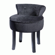 Tabouret avec dossier - velours noir - 46x49x58cm - Design raffiné