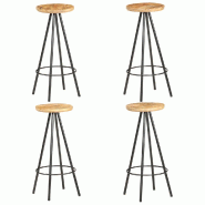 Tabourets de bar lot de 4 bois de manguier brut Modèle Atlas Luna - doré 286615