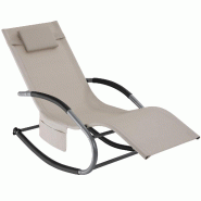 Tectake Chaise longue TAYA ergonomique avec fonction de balancement - beige, par pièce - 406171 - beige acier 406171