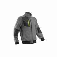 Veste thermique - MIKAN - Molleton 70% CO/30% PES 300g/m2 + Empiècements Ripstop - Gris chiné/Lime - COVERGUARD | 5MIK350_0