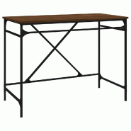 VidaXL Bureau chêne marron 100x50x75 cm bois d'ingénierie et fer Modèle Orion Work Plus - 826723