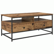 VidaXL Table basse Bois Ancien 100 x 51 x 45 cm Bois d'ingénierie Modèle Helios Métal - 882764