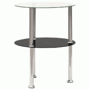 VidaXL Table d'appoint 2 niveaux Transparent et noir 38cm Verre trempé Modèle Zenith Prestige Plus - 322788