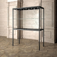 Vitrine Museum métal Colonne sur pieds 160x60xH200cm - noir