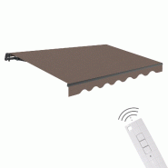 WASABI Store banne motorisé 4 x 2,5 m coloris taupe – Télécommande incluse – Toile de protection solaire - marron polyester BTK425075-E